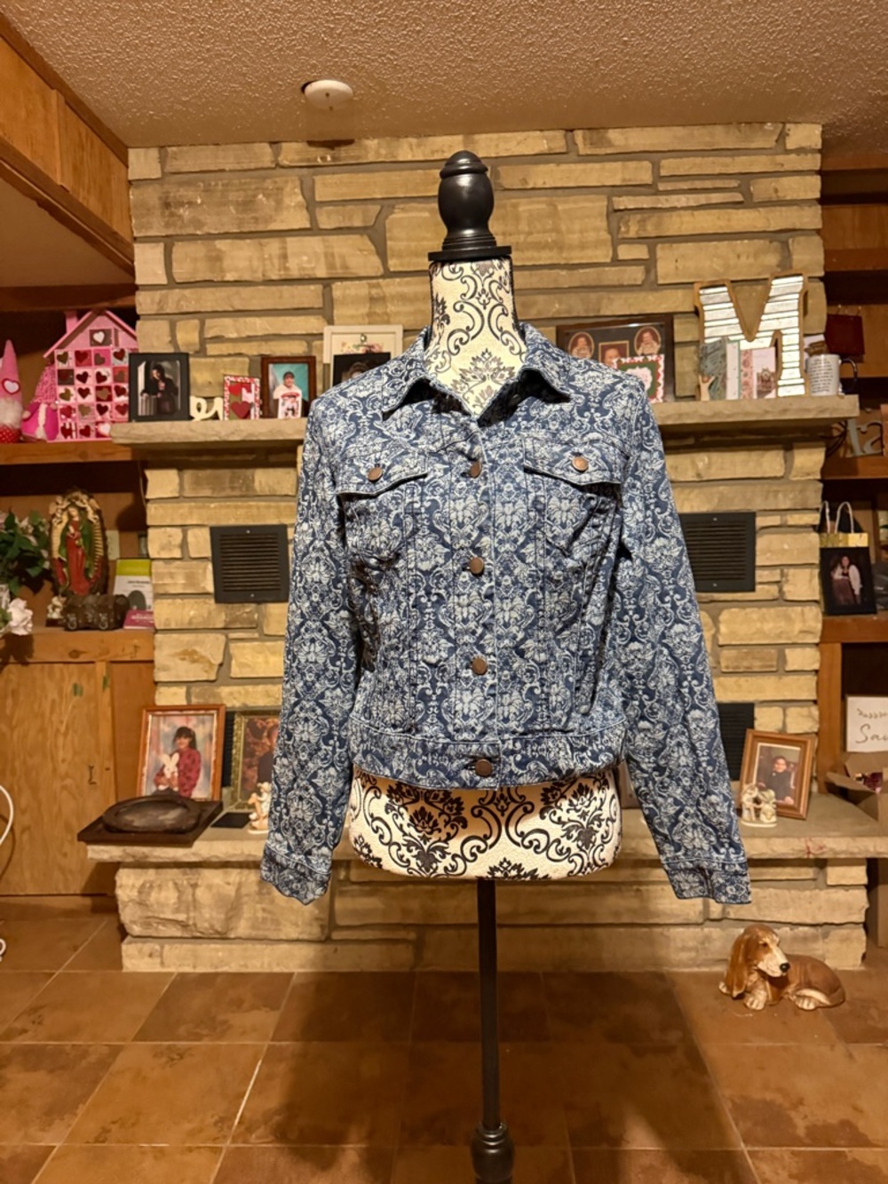 Coldwater Creek Blue Paisley Denim Jacket